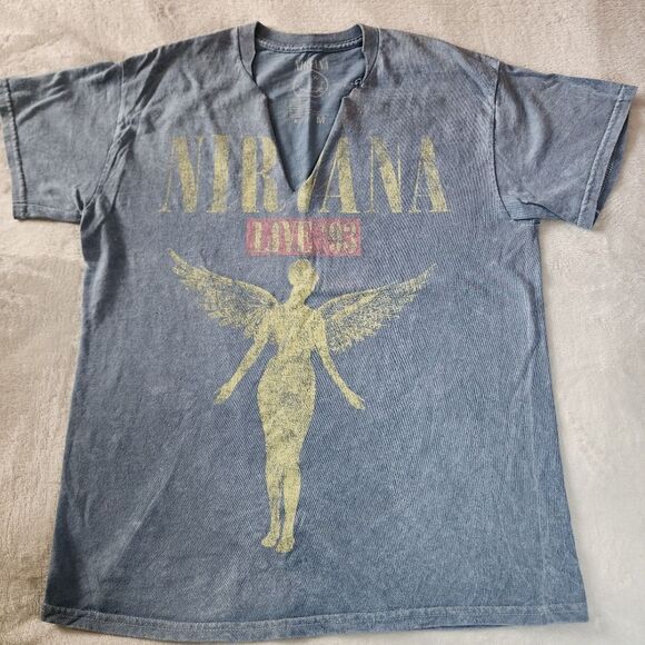 Nirvana Reworked Light Blue  Tshirt With Graphics Size Medium - Picture 1 of 6